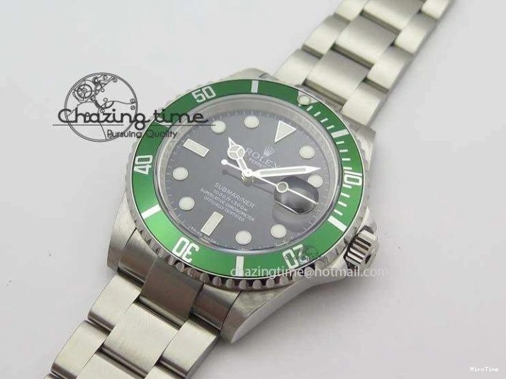 MiroTime 0523 SoftTouch Submariner 16610LV SS Green Metal Bezel JF 1:1 Best Edition Black Dial On SS Bracelet SH 3755